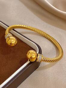 18K 镀金不锈钢优雅几何扭曲编织手镯套装，适合女士，奢华纹理珠宝妈妈礼物圣诞节感恩节万圣节婚礼狂欢/舞会/派对/日常配饰周年纪念情人节波西米亚珠宝生日伴娘礼物 - 彩色 - 查看 11