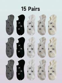 10 双女士可爱蝴蝶结简约船袜隐形袜适合春夏季