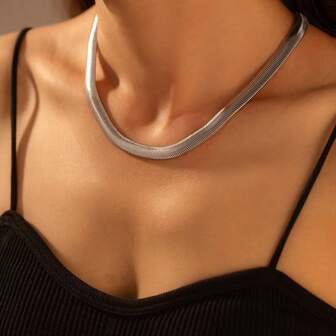 925 纯银扁平蛇链项链，20 英寸，6 毫米 - 婚礼和派对的理想选择