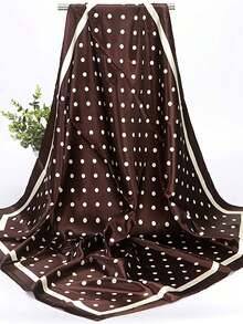 1 pièce Foulard en satin imprimé minimaliste, nouvel accessoire de mode printanier, convient aux femmes, peut être utilisé comme ceinture, décoration de sac, ruban, bandeau ou foulard, un choix idéal pour rehausser votre look global. - Pois marron - Voir 8