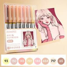 8 Colors Liquid Acrylic Marker Pens, Soft Tip, For Student Journaling, Children Skin Tone Art Drawing, School Supplies