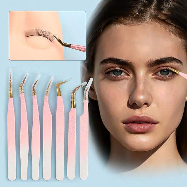 MyAoKuE-Up 1 pezzo Pinzette con texture sfumata blu polvere e oro lucido, in acciaio inossidabile ad alta precisione per applicazione ciglie, multifunzionali per la cura di bellezza e ciglie, adatte per saloni di bellezza e uso quotidiano