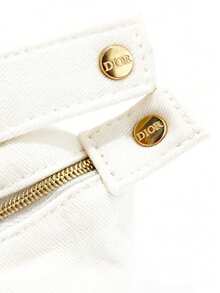 Christian Dior Off-White Canvas Tote Makeup Bag​,Premium Toiletry Bag​,Chic Girl's Makeup Bag​ - White - View 5