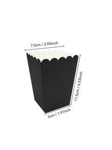 Hộp đựng bỏng ngô màu trắng (100/48/36/24/12 chiếc/1 chiếc), kích thước 2 x 4.5 x 3 inch, thích hợp trang trí cho đêm xem phim, Giáng sinh/Halloween. - màu đen - Xem 25