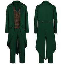 Costume de spectacle vert irlandais pour bal de smoking médiéval Halloween Saint-Patrick - Chemise Pirate 2 Blanche - Voir 5