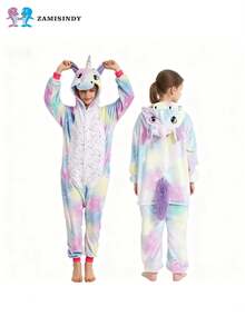 Mono unisex para niños de 4 a 13 años, ideal para gatear (o para actividades de movimiento), disponible en 4 diseños de personajes cartoon: oso, ratón, león y caballo alado. Es cómodo, suave y cálido, funcionando como piyama de mono ideal para temporadas de otoño e invierno; además, es una prenda versátil que se puede usar tanto en casa como fuera. - Multicolor - Ver 2