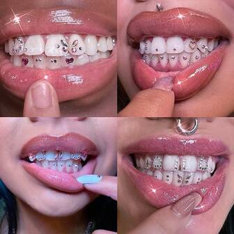 1 Set/30 piezas Joyería para dientes con mariposas y cristales de colores, accesorios para dientes súper brillantes y lindos estilo Y2K, adecuados para uso diario, fiestas, vacaciones, unisex (sin pegamento incluido)