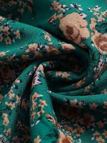 女士中长连衣裙，休闲夏季度假装，飘逸长裙 - 墨綠色 - 查看 5