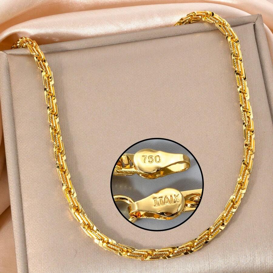 Luxury Italian 750 14k Gold Plated Copper Chain Necklace For Women