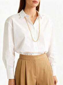 1pc 18K Gold Plated Stainless Steel Minimalist Round Chain Necklace, Versatile For Daily Wear And Layering