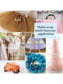 4.8Yards 10inch Glitter Tulle Fabric Rolls, Sparkling Spool Ribbon Sequin Netting For Tutu Skirt Gift Wrapping Bow Ribbon Wedding Party Decoration ,The Background To The Party. Decorations For Christmas,Halloween, Valentine's Day And New Year,Glitter Tulle Roll Soft Tulle Ribbon For Party Decoration DIY Crafts Tutu Skirt Accessories Wedding Backdrop Stage Decoration Sewing Mesh - Brown - View 4