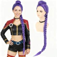 46 Inch Purple Long Braid Ponytail Synthetic Wig - Anime Cosplay Wig For Women Halloween Costume Party (Purple, Adult) - Multicolor - View 2