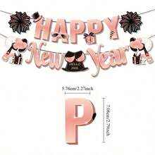 1 Set 2026 New Year Celebration Banner - Happy New Year Pennant With Ribbon | Perfect For Indoor/Outdoor Decorations, Party Hanging Ornaments And Countdown Events, Winter Christmas Theme Background Cloth, Holiday Decorations, Decorative Garland, Durable Decor, Lightweight Material, Event Decorations, Home Decorators, Event Organizers - Multicolor - View 5