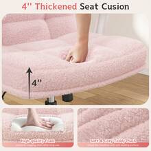 Teddy Plush Criss Cross Desk Chair With Flip-Up Arms And Wheels  Adjustable Height Wide Office Chair For Vanity Home Office Bedroom, Baby Pink - Màu Hồng baby - Xem 3