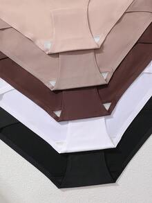 5 piezas/paquete Ropa interior sin costuras e invisible para mujer, de talle alto - Multicolor - Ver 7