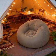 1pcs Outdoor Camping Leisure Single-Person Inflatable Chair, Bedroom/Veranda/Outdoor Lazy Inflatable Sofa Single-Person Relaxed Video-Watching Outdoor Camping Portable Inflatable Chair Leisure Entertainment Rest Stool - 咖啡色 - 查看 1