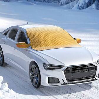 1pc Golden Silver Thickened Anti-Snow Anti-Frost Car Front Windshield Sunshade Snow Guard, Suitable For Various Cars