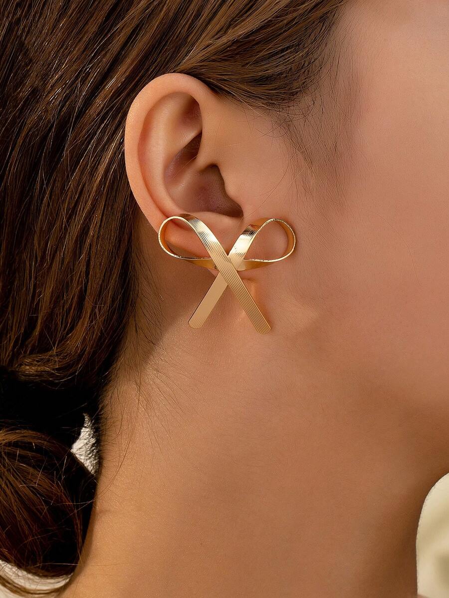 1 Pair Fashionable & Elegant Butterfly Metal Gold Leopard Print Pendant Earrings, Sophisticated Daily Wear For Women