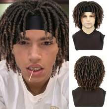 Belle Show 6英寸发箍假发，带发箍的非洲卷发/蓬松脏辫假发，男士日常佩戴的脏辫假发 - 彩色 - 查看 6