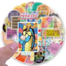 50 件耶稣基督教贴纸，圣经经文信仰贴纸乙烯基美学书籍阅读贴纸美学乙烯基贴纸高品质贴纸贴花剪贴簿、日记、笔记本电脑、保险杠、滑板、水瓶、电脑、手机贴纸可以为您的生活带来很多乐趣，是送给成人的完美礼物 - 彩色 - 查看 2