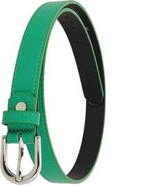 Women Genuine Leather Belt, Fashionable, Made In France - Green - View 9