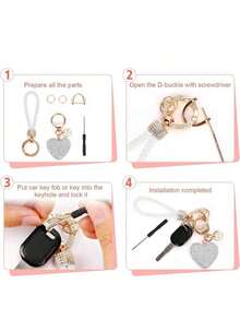 Valentine's Day Gift Heart Keychain Wristlet Bling Keychains For Women Key Chain For Car Keys Purse Charms Handbag Backpack Accessories Engagement Wedding Birthday Party Gift - Nhiều màu - Xem 5