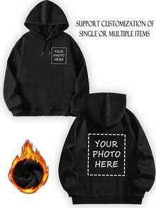 Áo nỉ có mũ tùy chỉnh, Hỗ trợ thiết kế cá nhân hóa với khẩu hiệu, Ảnh của riêng bạn, Họa tiết sáng tạo, Nhân vật Anime/Game, Ảnh cặp đôi/Thú cưng, Người nổi tiếng, Phù hợp cho mùa thu/đông - màu đen - Xem 1