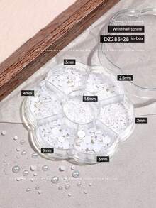 1 Box Mixed Nail Art Decorations - Assorted Size Flat Gold/Silver Beads, Versatile Mini Half-Round Pearls, Nail Art Accessories - Multicolor - View 8