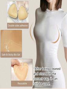 2片双面粘合胸垫，托高小胸，让胸部看起来更大。适用于泳衣、比基尼和紧身裤。防水防汗。强力粘合。可重复使用垫片。隐形无痕胸垫。 - 彩色 - 查看 9