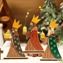 3pcs Nativity Theme Decorations, Three Wise Men Wooden Desktop Decor, Christmas Table Centerpiece, Suitable For Indoor Home, Christmas Holiday Party, Seasonal Display, Holiday Centerpiece, Rustic Style Decor, Handmade, Wood, Holiday Decoration, Christmas Decor, Holiday Host, Holiday Gathering Christmas Decorations Home Christmas Gifts Christmas Decor