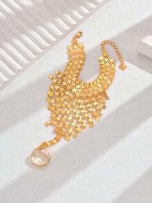 1pc Luxury Elegant Star Tassel Classic Finger Chain Bracelet, Suitable For Women's Party And Banquet Attire