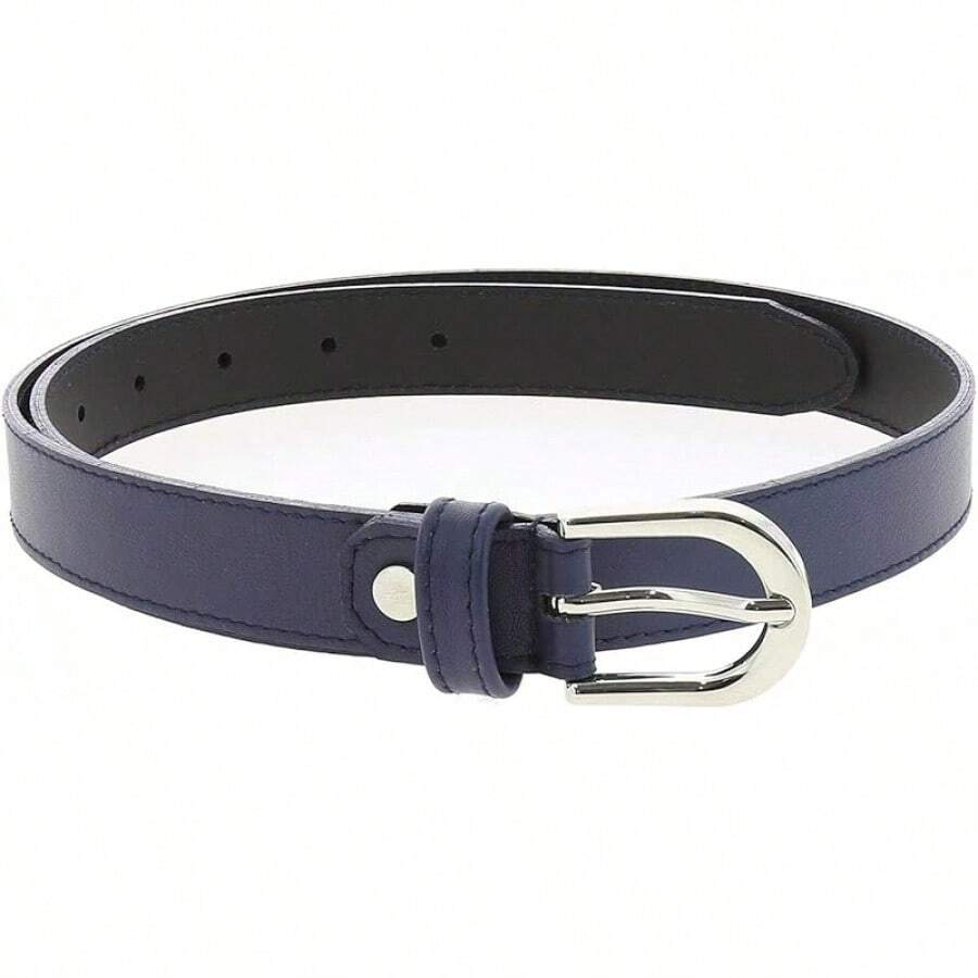 Women Genuine Leather Belt, Fashionable, Made In France - 海軍藍 - 查看 1