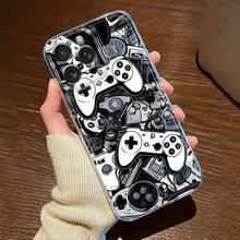 Funda de Teléfono Linda Funda de Teléfono Transparente con Controles de Juego, Compatible con los Modelos de  17, 16, 15, 14, 13, 12, 11 y 7/8 Plus, así como con  XR y XS Max. Ofrece protección anti-caída y es un accesorio de moda, funda para , funda para niño, fundas para teléfono, funda para  Pro, funda para  Pro Max, funda para chica, funda para Max, funda estética, funda para teléfono, teléfono lindo, funda móvil de protección de grado militar, duradera, a prueba de golpes y anti-arañazos. - 1 pieza - Ver 3
