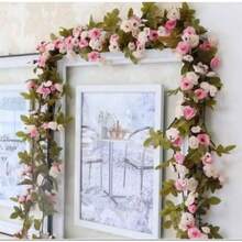 2m Artificial Spring Autumn Flower String Plants Foliage Roses - Đỏ - Xem 3