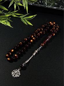 New Multicolor 45 Beads Resin Single Strand Tasbih, Meticulously Crafted With Silver Ornaments, Islamic Religious Ritual, Collector-Grade Faith Accessory - Multicolor - View 12
