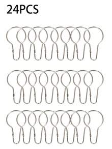 12/24/40/60pcs Decorative Gourd Shaped Curtain Rings, Extended Metal Hooks, Sliding Hooks, Open Rings Hooks, Shower Curtain Hooks - Bathroom Accessories - Multicolor - View 7