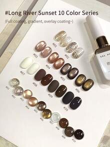 annies 12ml Esmalte de uñas en gel de la serie Sunset de Changhe para otoño e invierno, autonivelante, con brillo explosivo, unicolor, cuentas de vidrio y efecto ojo de gato, semi-permanente