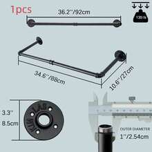 2个92厘米工业风管道衣架，金属材质，壁挂式，适用于卧室、衣柜、厨房、浴室，黑色，适合家居装饰、秋季装饰、卧室装饰 - 彩色 - 查看 5