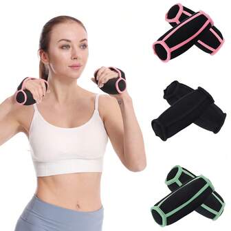 男女通用两件套手持哑铃 - 2磅/4磅便携式软哑铃步行健身套装，带手带