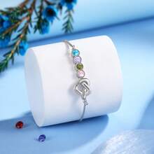 1pc Family Birthstone Bracelet, Mother's Day Gift, Delicate Bracelet, Birthstone Jewelry, Gift For Mom, Birthday Present - Multicolor - View 2