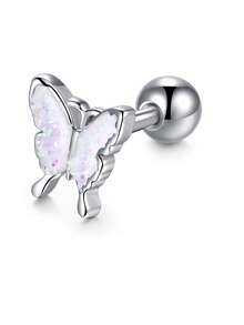 CIZME 1PC Cartilage Earrings For Women Men 16G Stainless Steel Silver Earring Rook Piercing Jewelry Curved Barbell Helix Daith Earrings Spiral Twisted Stud Earrings Butterfly Moon Star Flower Ear Piercing Jewellery For Helix Cartilage Tragus For Woman Man Daily Wear Woman Gift