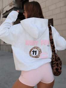 Hoodies For Women11th Street She's So Lucky Oversized Hoodie Leopard SpliceLoose And Comfortableed Hardy Clothes - 黑色 - 查看 6