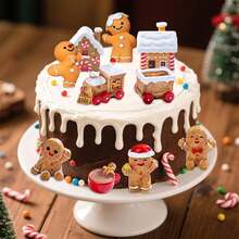 ROARING GOOD TIME RGT 10 PCs Christmas Gingerbread Man Miniature Ornament Kits For DIY Tiny Christmas Figurines Gingerbread Centerpiece Table Decoration For Village Home Gift Craft - Multicolor - View 6