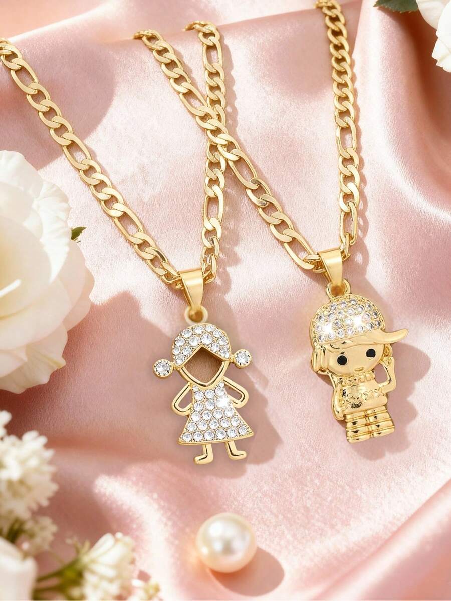 1 Piece Of Exquisite And Elegant Shiny Skirt Girl @ Hip Hop Hat Girl Copper Pendant Copper Inlaid Zirconia Necklace, Suitable For Giving To Girls/Boys/Family/Friends/Versatile/Light Luxury/Party/Banquet/Festival/Christmas/Thanksgiving/Halloween/Gift