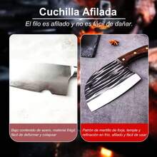 Cuchillos De Cocina - Cuchillo Carnicero Forjado A Mano - Acero Inoxidable de Alto Carbono Cuchillos Chef para Hogar, Camping, Barbacoa, Restaurante, Corte De Carne - Multicolor - Ver 3