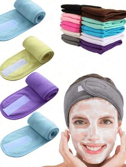 1/5 pezzi Fasce per capelli con chiusura a strappo per lavare il viso, fascia per capelli semplice a doppio strato, adatta per trucco e sport, disponibile in più colori, facile da indossare, essenziale per casa e viaggio