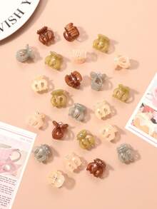 10/20/30pcs Jelly Color Mini Pumpkin Hair Clips, Dainty Princess Style Hair Accessories, Versatile Bangs/Side Clips, Assorted Colors Elegant Claw Clip Winter Hair Clutch