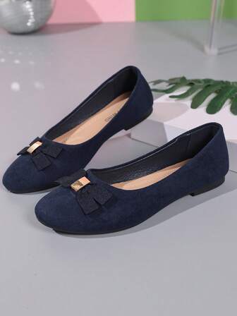 Women's Square Toe Casual Loafers, Butterfly Decor Soft Bottom Leather Flat Shoes, Versatile For Spring Work Commute, Comfortable & Convenient