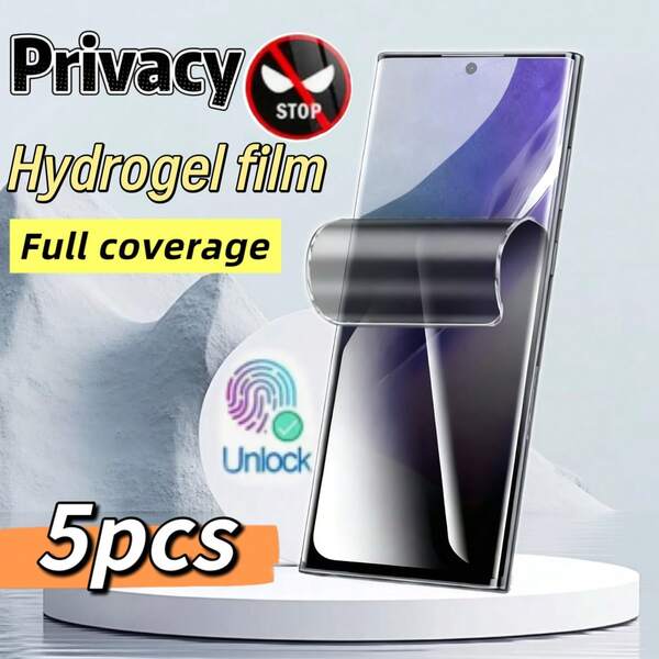 5 Stücke Datenschutz Anti-Späh Hydrogel Folie, geeignet für Samsung S25Ultra/S25/S24/S23 Ultra/S23+/S22/S22+/S21/S21+/S20/S20+/S10 E/S10+/S10 5G/Note 20 Ultra/Note 10/10+/10 Lite Smartphones, Vollbild Datenschutz Anti-Spion Hydrogel Bildschirmschutz