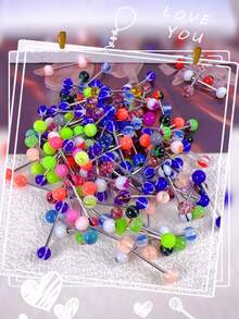 45 件/套不锈钢穿孔饰品，9 种款式，每种 5 件，舌环、眉环、鼻环、唇环